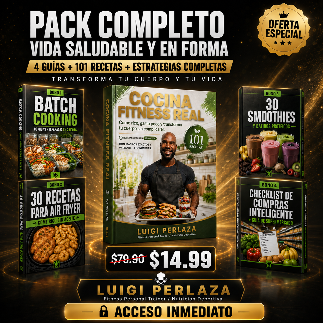 Pack Completo Cocina Fitness Real — Recetario + 4 Bonos